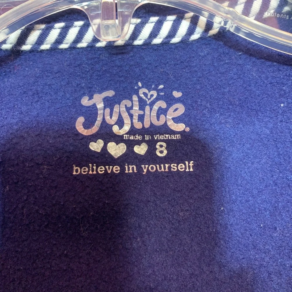 Justice Kids Navy Hoodie with Colorful Lettering